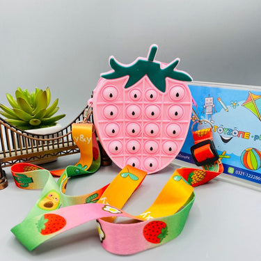 pop it strawberry shape zipper bag